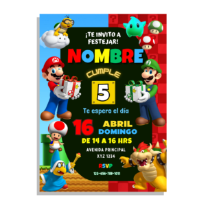 Invitación Digital de Mario Bros Para Cumpleaños