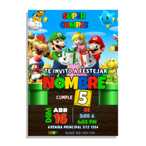 Invitación Digital de Mario Bros Para Cumpleaños