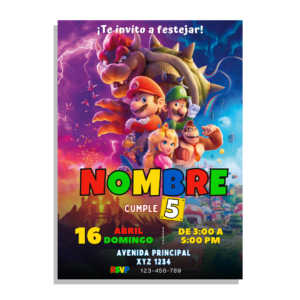 Invitación Digital de Mario Bros Para Cumpleaños