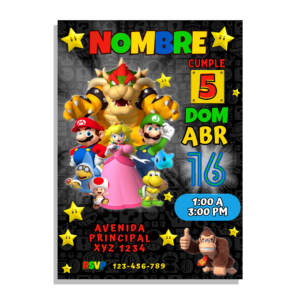 Invitación Digital de Mario Bros Para Cumpleaños